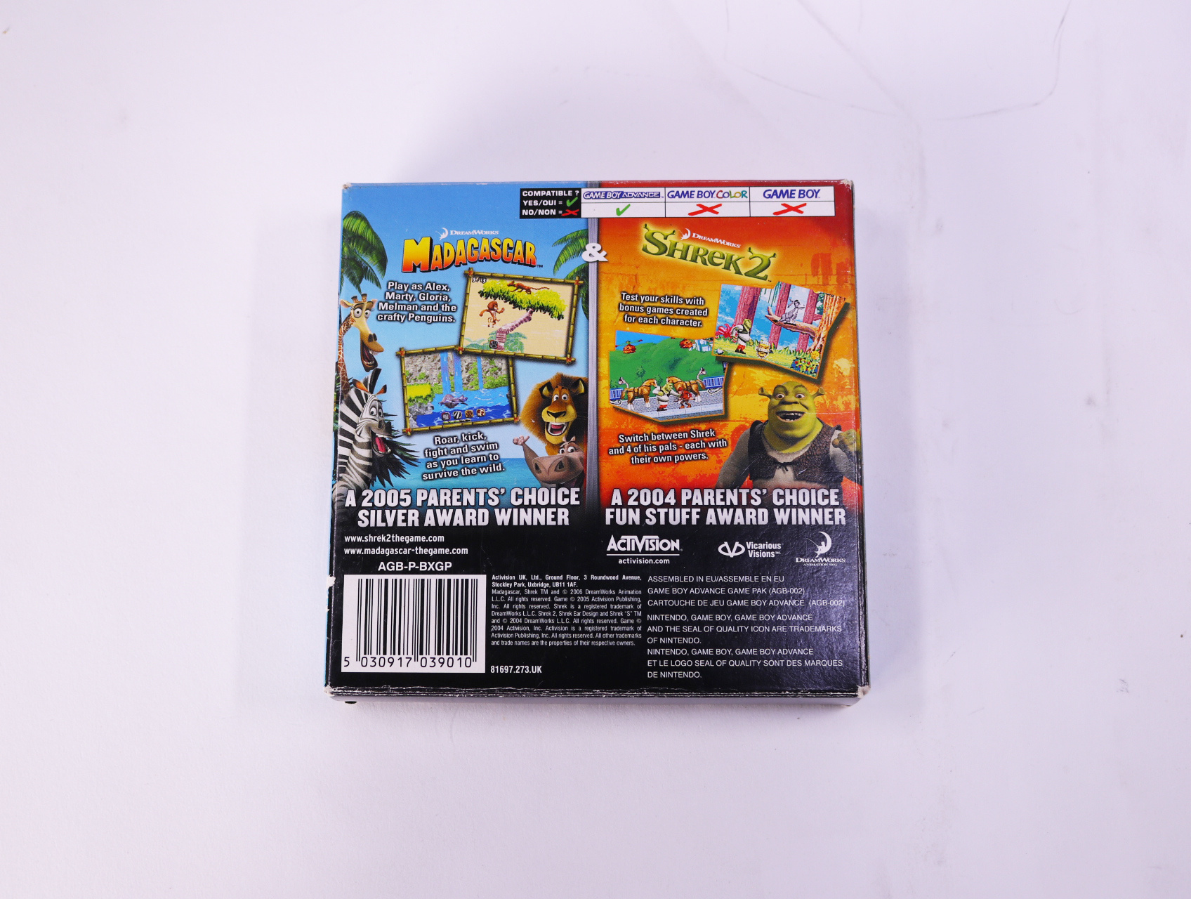 Game Boy Advance - 2 in 1 Fun Pack: Madagascar & Shrek 2 [CIB Boxed] - productfoto 4