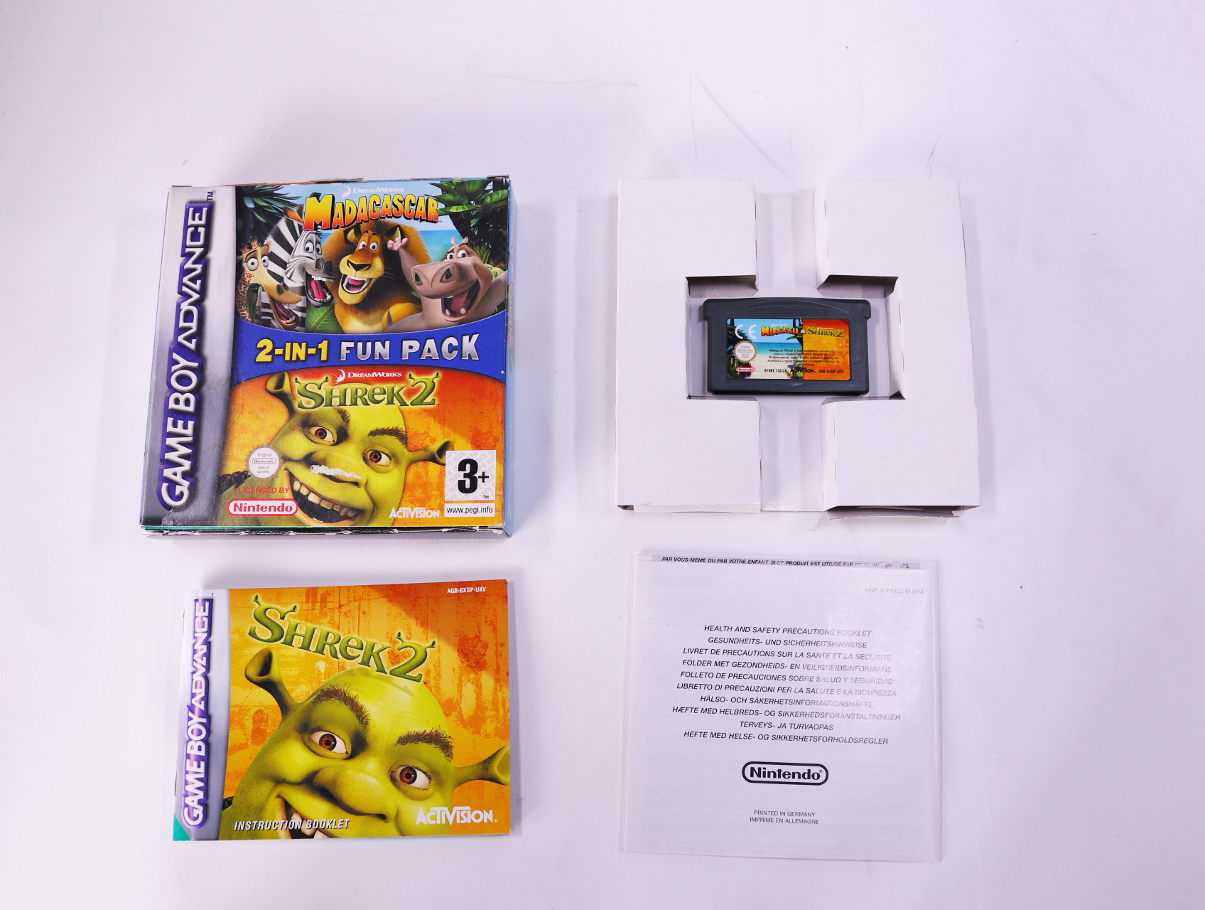 Game Boy Advance - 2 in 1 Fun Pack: Madagascar & Shrek 2 [CIB Boxed]