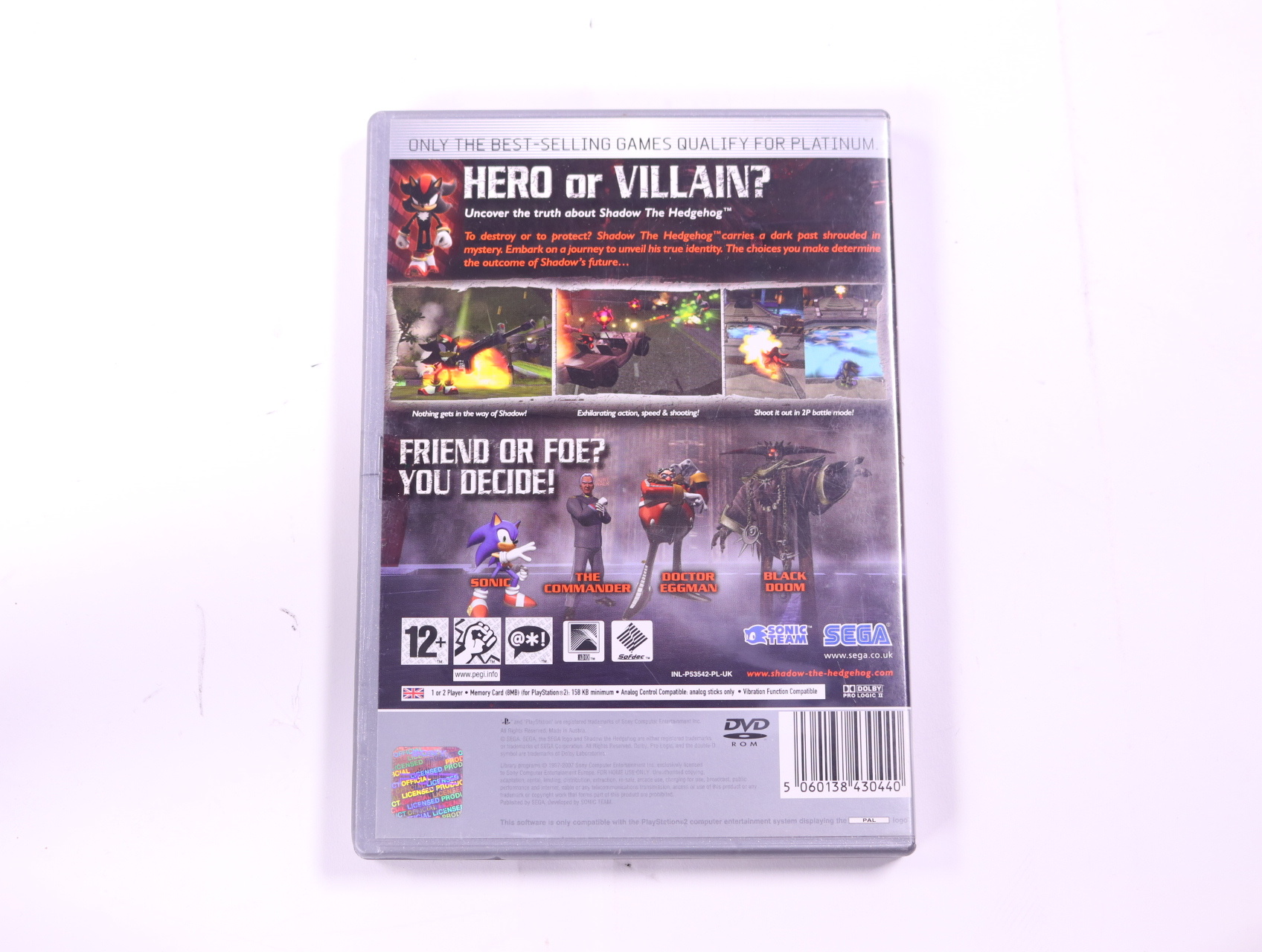 PlayStation 2 - Shadow the Hedgehog [Platinum] - productfoto 2