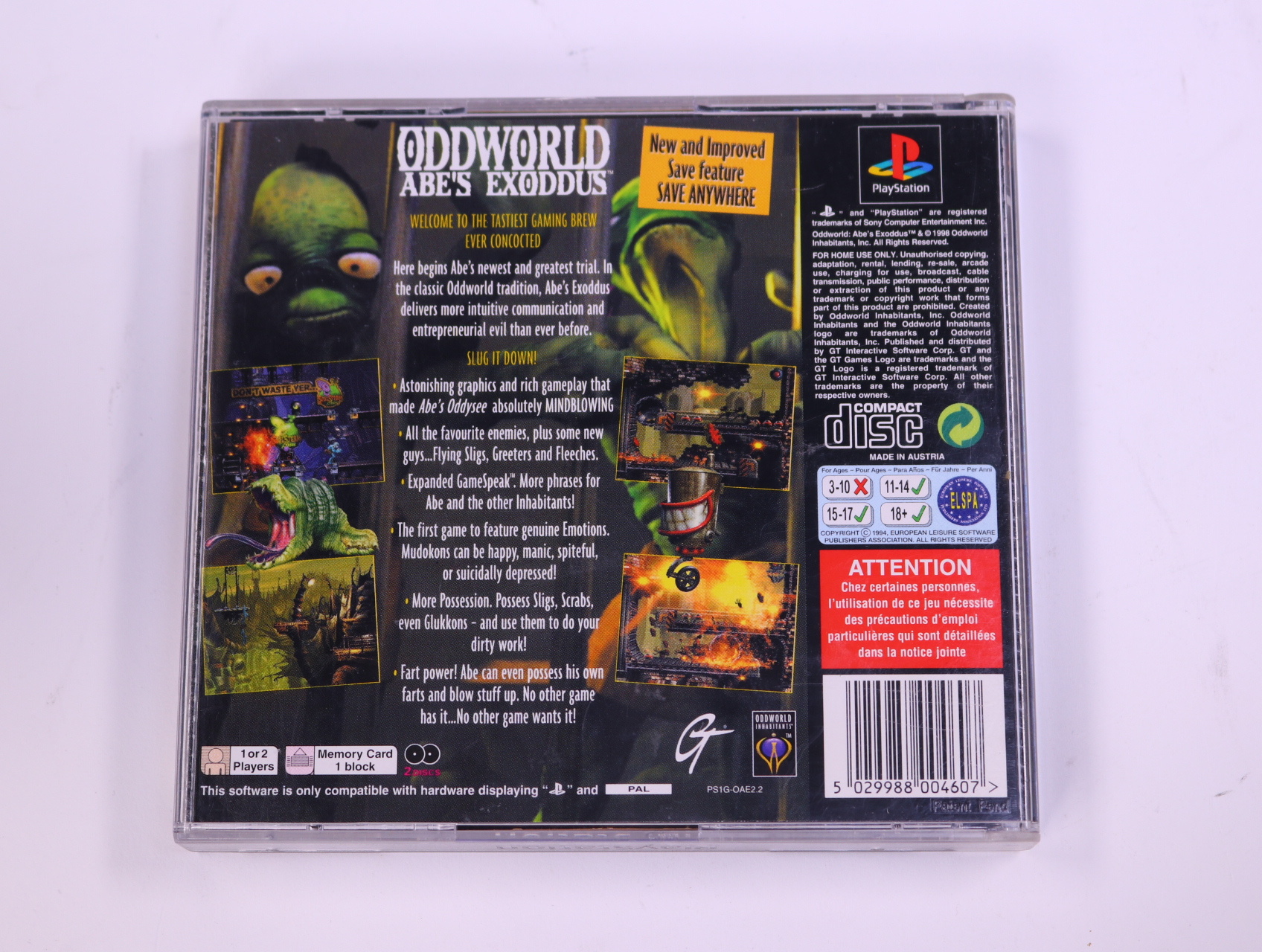 PlayStation 1 - Oddworld: Abe's Exoddus - productfoto 2