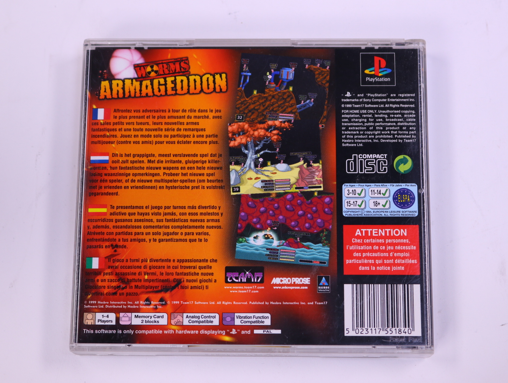 PlayStation 1 - Worms Armageddon - productfoto 2