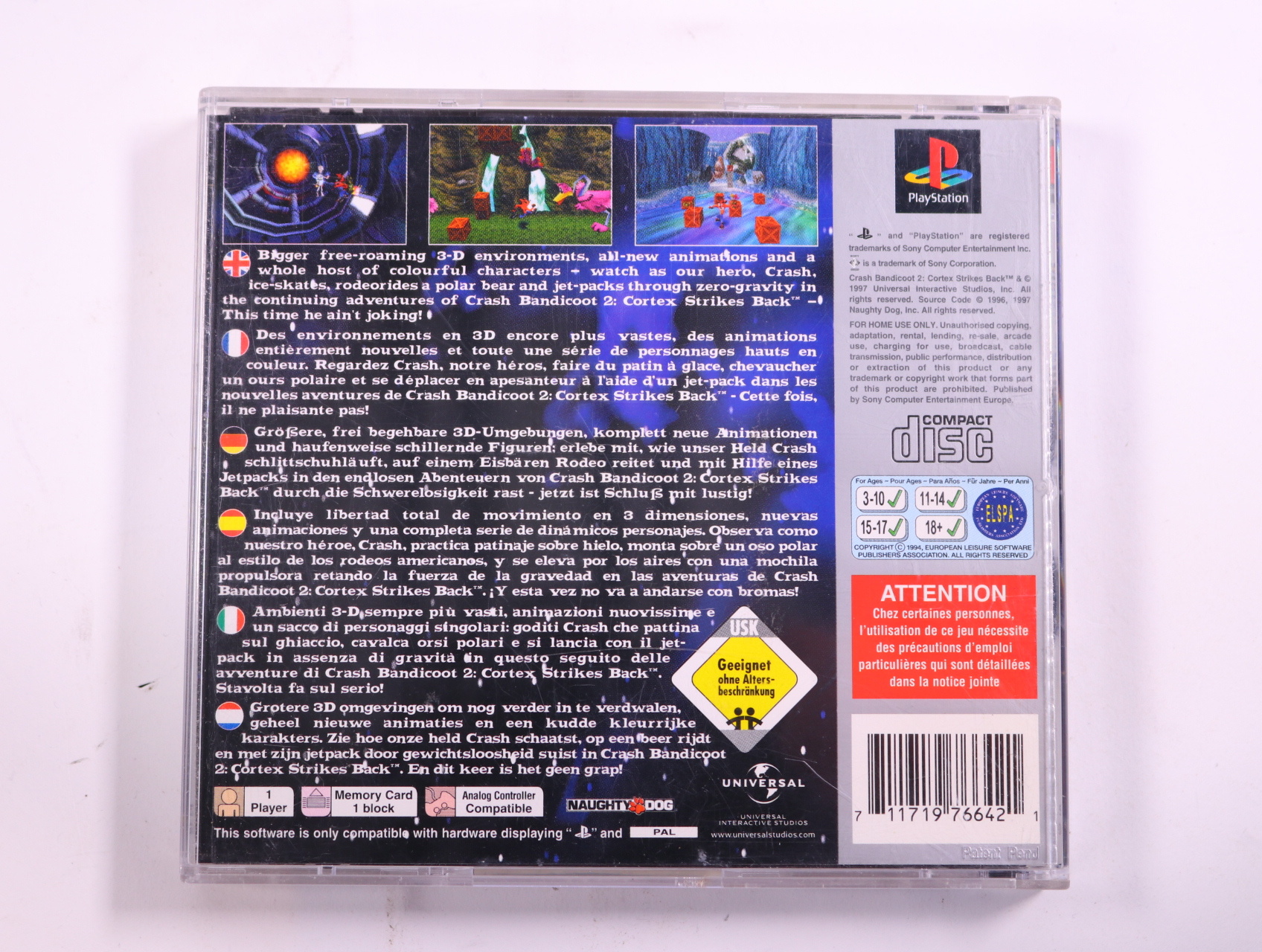 PlayStation 1 - Crash Bandicoot 2: Cortex Strikes Back [Platinum] - productfoto 3