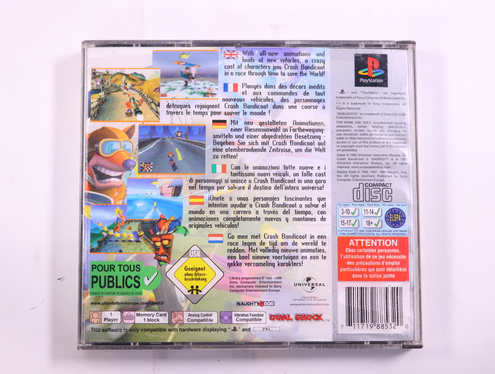 PlayStation 1 - Crash Bandicoot: Warped [Platinum] - productfoto 3