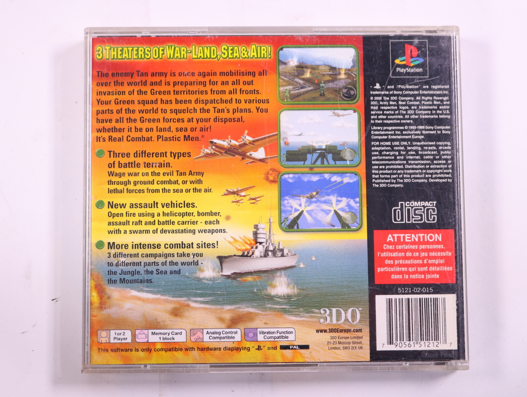 PlayStation 1 - Army Men: Land, Sea, Air - productfoto 3