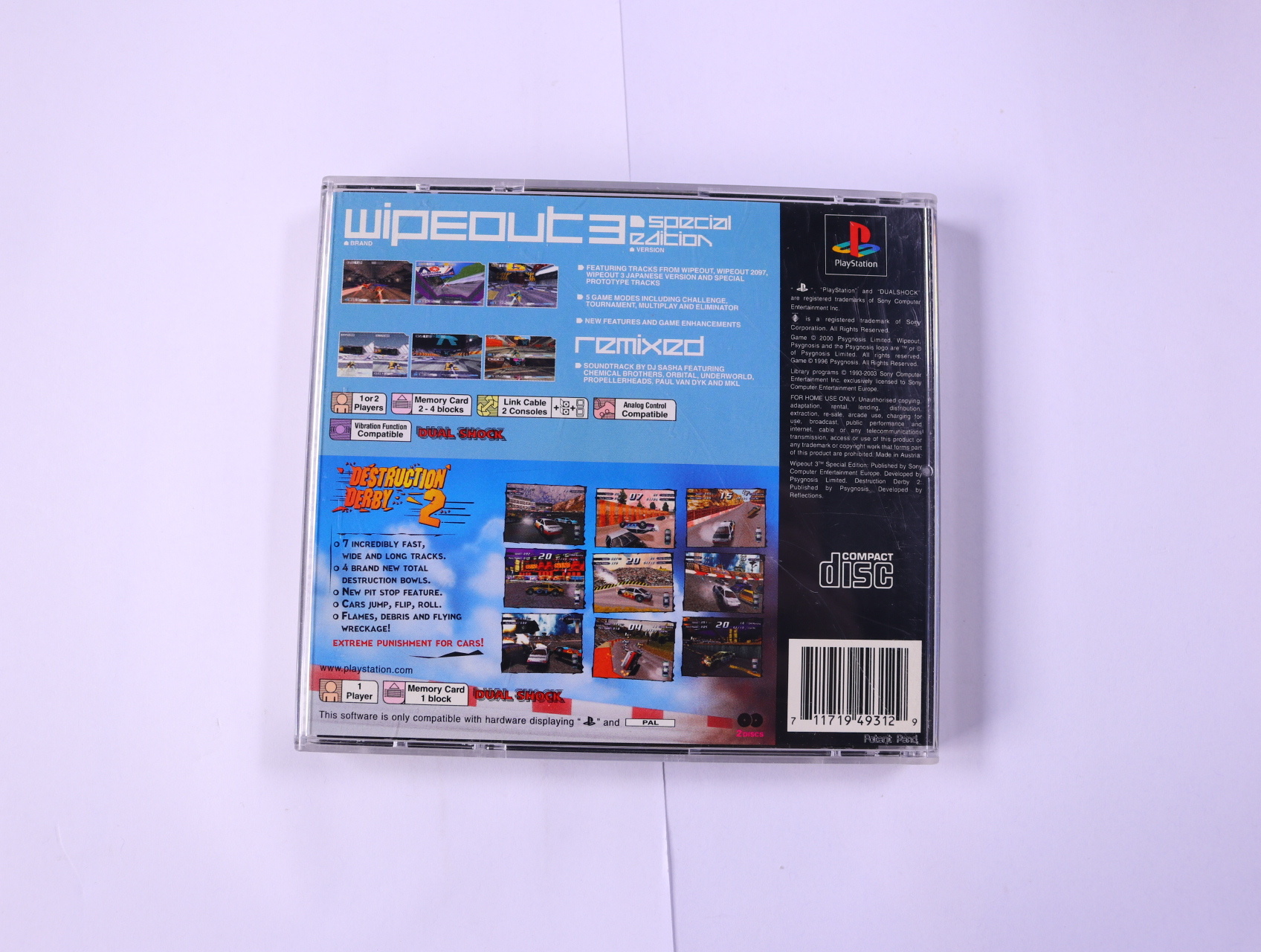 PlayStation 1 - Wipeout 3 & Destruction Derby 2 - productfoto 2