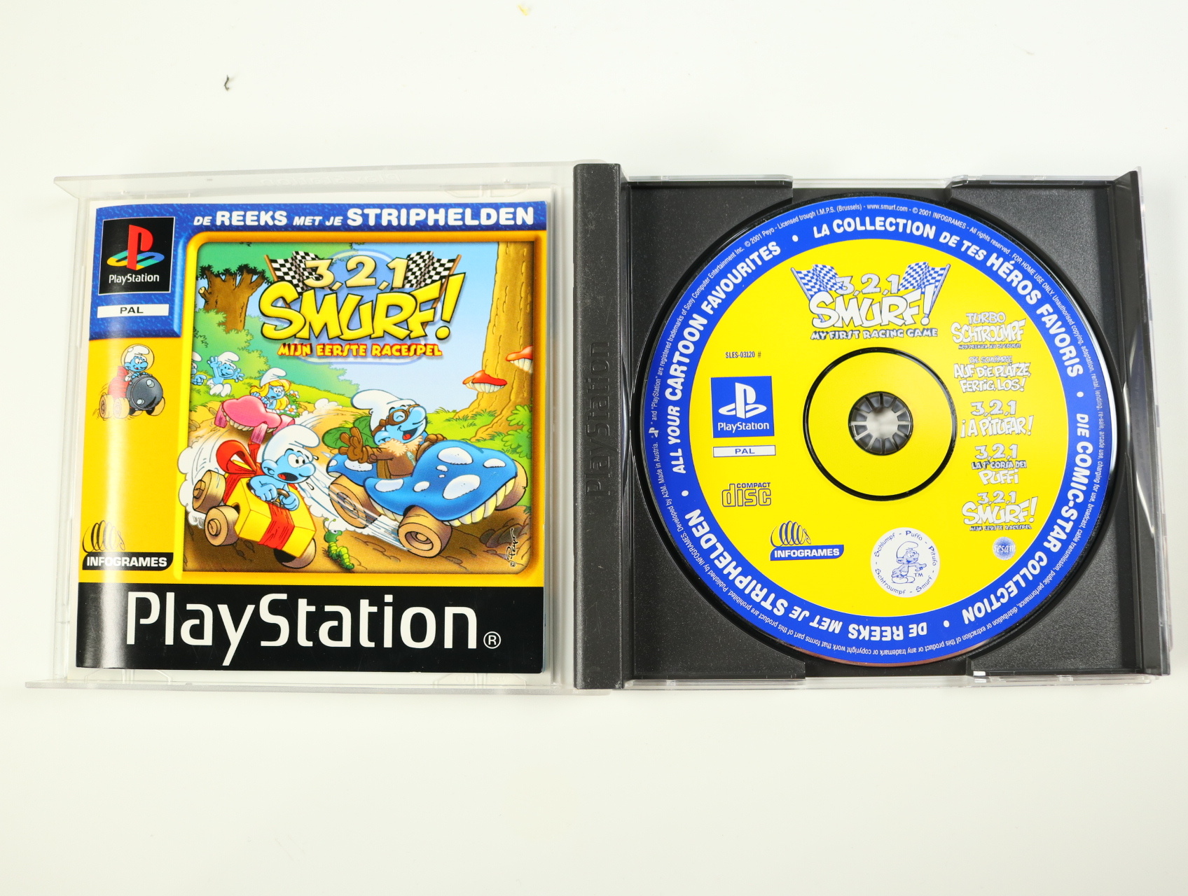 PlayStation 1 - 3, 2, 1, Smurf: Mijn Eerste Racespel - productfoto 3