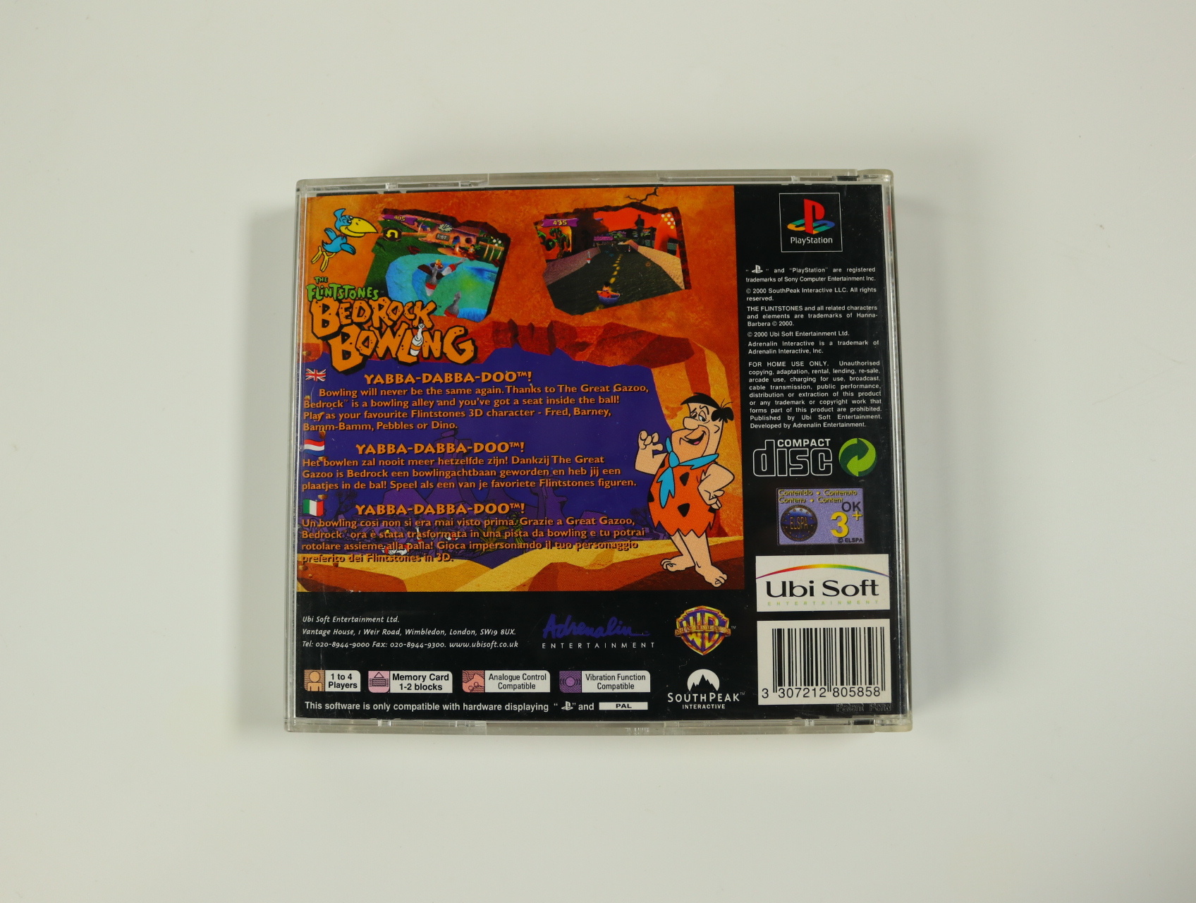 PlayStation 1 - The Flintstones: Bedrock Bowling - productfoto 2