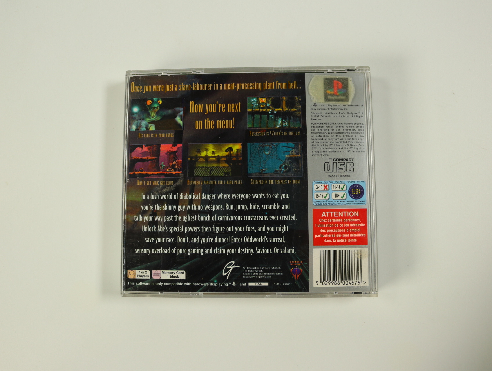 PlayStation 1 - Oddworld: Abe's Oddysee [Platinum] - productfoto 2