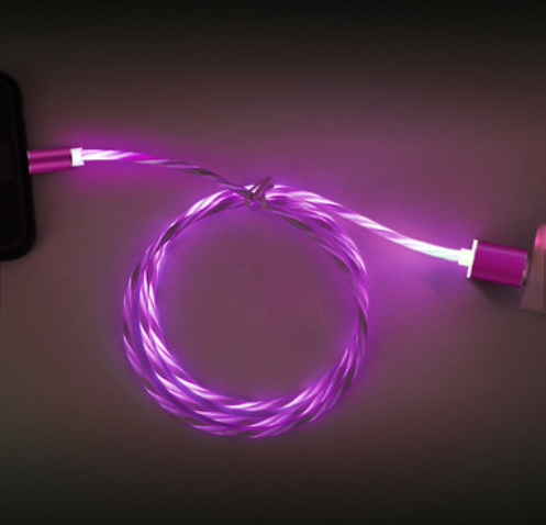 Generica Lichtgevende oplaadkabel 1M + 3 magn. adapters, Roze - productfoto 2